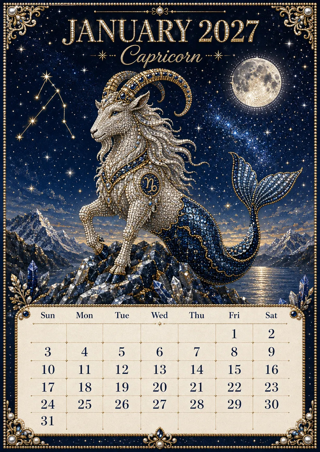 🌙💫 A Year Written in the Stars— Beginner-friendly DIY bead art calendar kit '12 Zodiac Signs 2027’💕