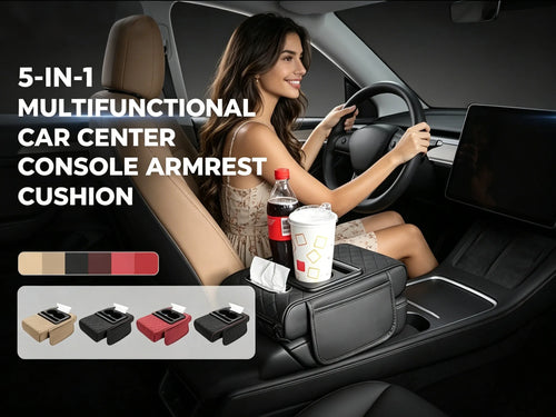 Black PU Leather Center Console Armrest Pad – Sleek Multipurpose Protection 🚗