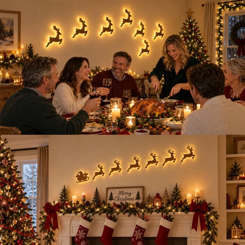 🎄Reindeer Christmas Wall Light ✨ – Festive LED Decor for Home & Holiday Displays