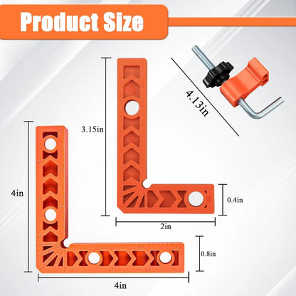 🔧 8-Piece 90° Corner Clamp Set with L-Shaped Positioning Squares for 3" and 4" Woodworking Joints