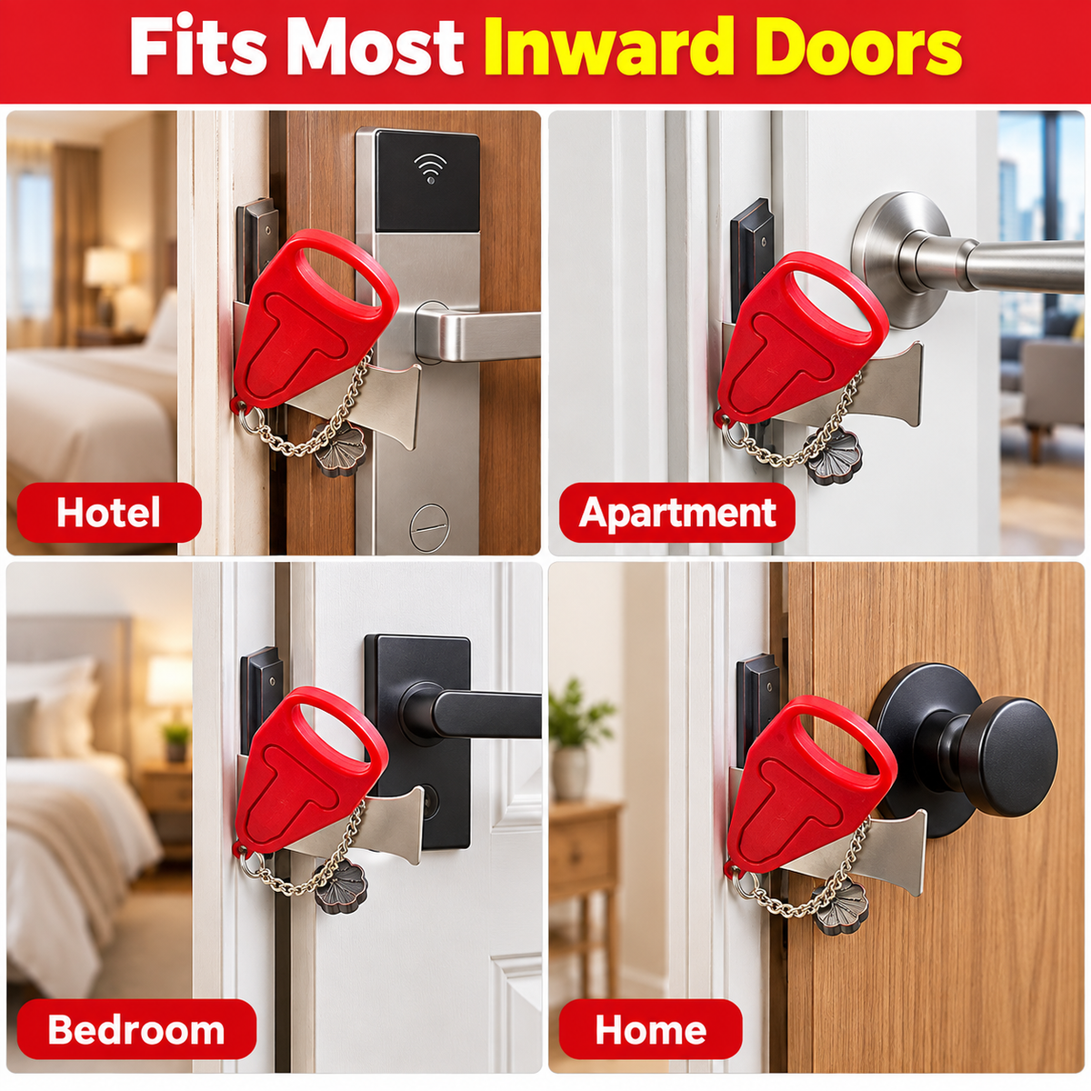 🔒 Portable Door Security Locks, 2-Pack – Heavy-Duty Metal Travel Hardware for Hotel Rooms, Apartments and Rentals
