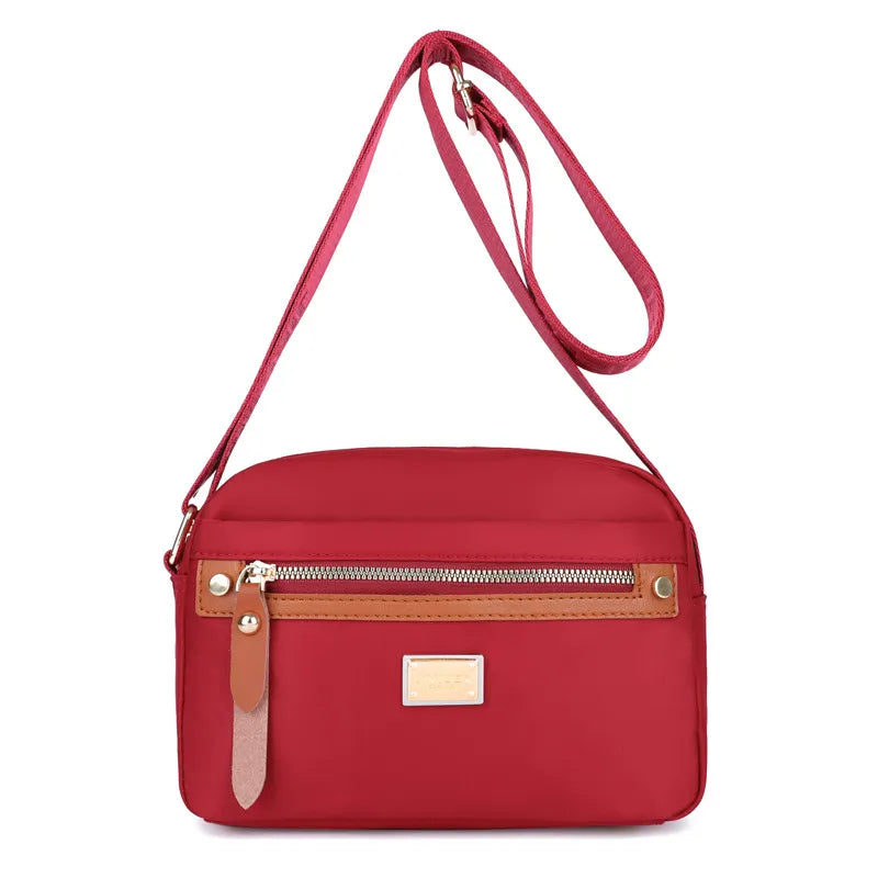 ❤️ Lightweight Red Nylon Crossbody Bag with Adjustable Strap