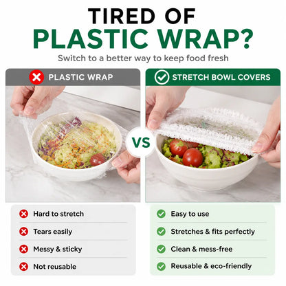 🍽️✨ 100PCS Stretch Food Covers – Quick, Easy & Mess-Free Freshness