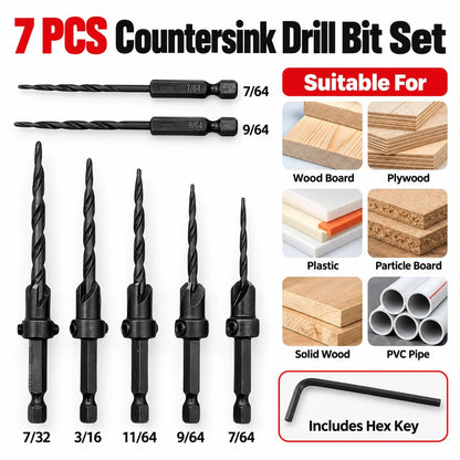 15-Piece Countersink Drill Set 🛠️ – 1/4" Hex Shank with Depth Stops