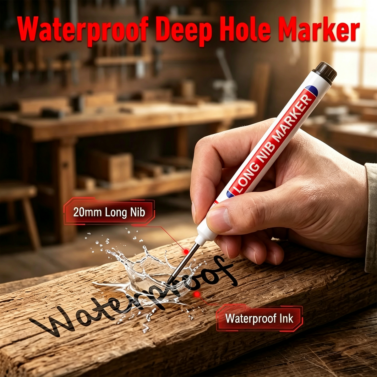 Extended Tip Marker Pen, Quick Dry Ink For Deep Hole Marking🎯