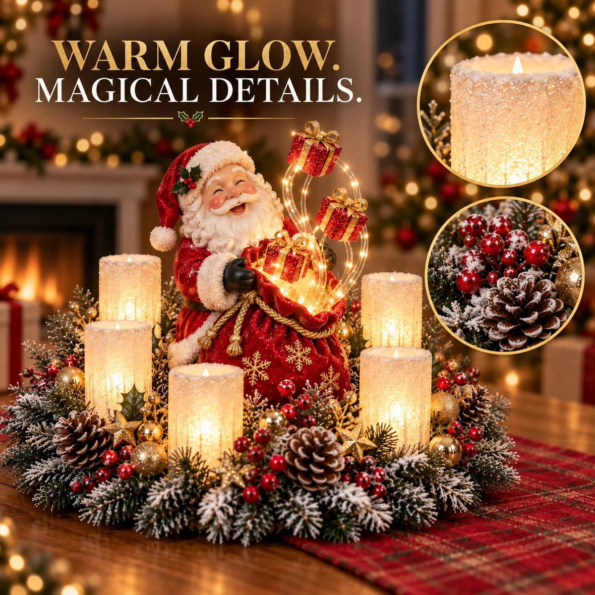 🎄 Glödande juldekoration med varmt, flamlöst ljus ✨🕯️