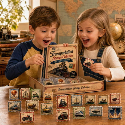 🔥HOT SALE🔥Transportation Stamps Collection Advent Calendar 2026 - 24-Day Festive Countdown