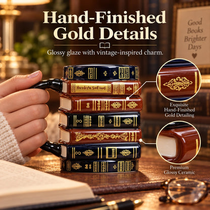 📚 3D Stacked Book Mug – Cozy Vintage Coffee Cup for Readers & Book Lovers