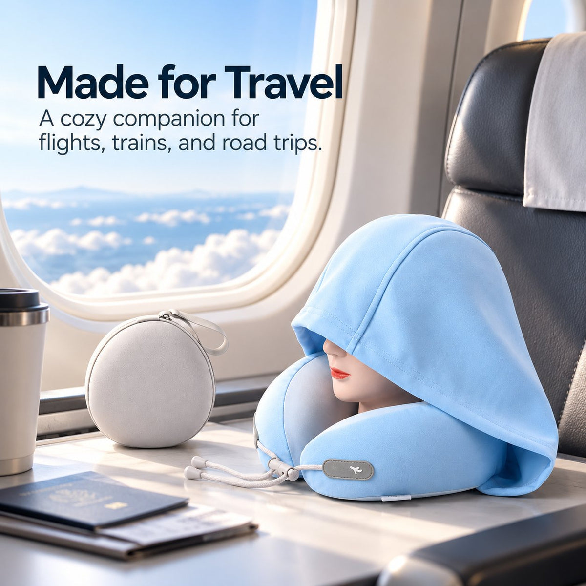 ✈️😴 Hooded Travel Neck Pillow – Cozy Privacy & Support On the Go