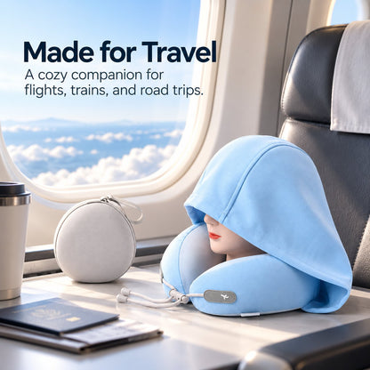 ✈️😴 Hooded Travel Neck Pillow – Cozy Privacy & Support On the Go
