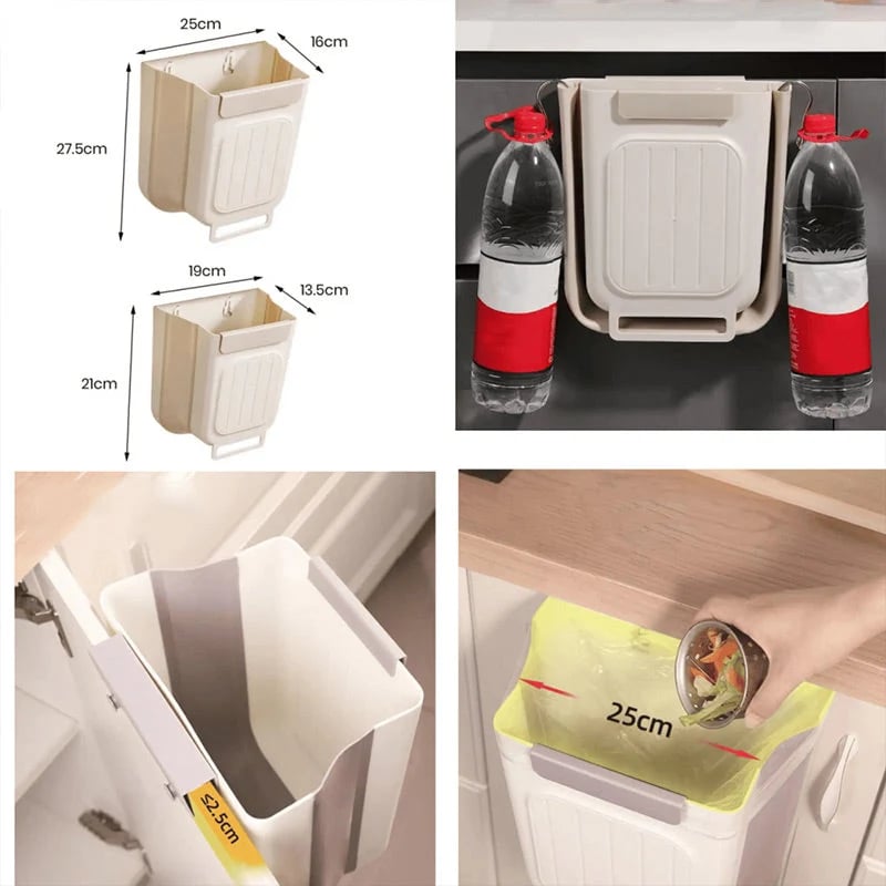 🗑️ Hanging Collapsible Trash Can – Space-Saving Bin for Kitchen & Cabinets