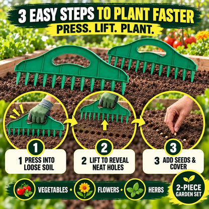 🌱 Plant Perfect Rows Faster – 2-Piece Seed Sowing Spacer & Soil Furrow Guide