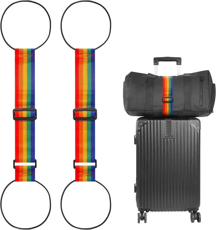 🧳 Adjustable Luggage Connector Straps – Rainbow Travel Bag Fasteners