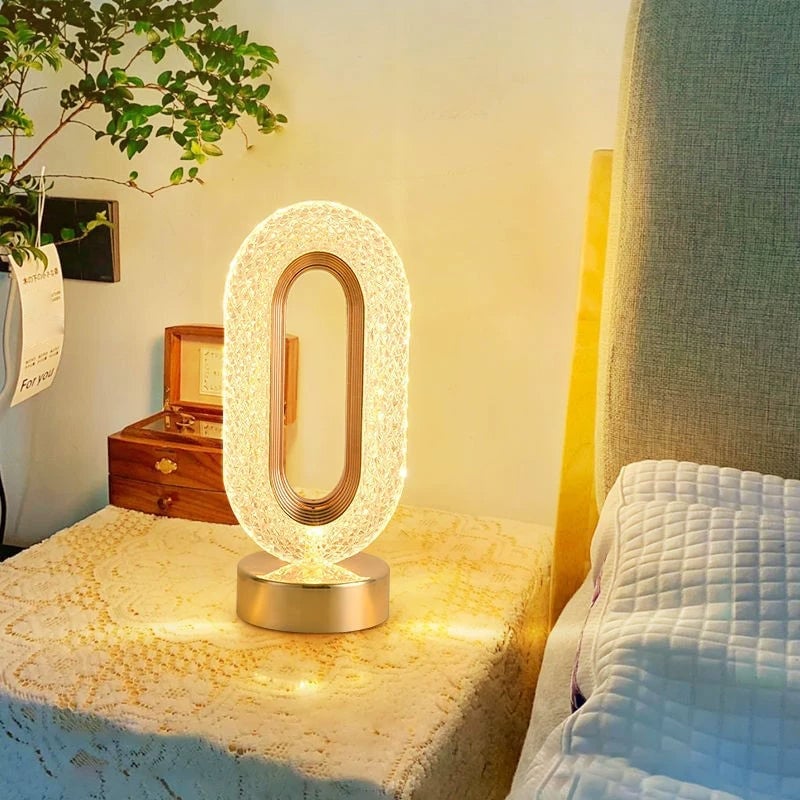 ✨ Crystal Glow Bedside Lamp – Elegant Nightstand Lighting for Cozy Spaces