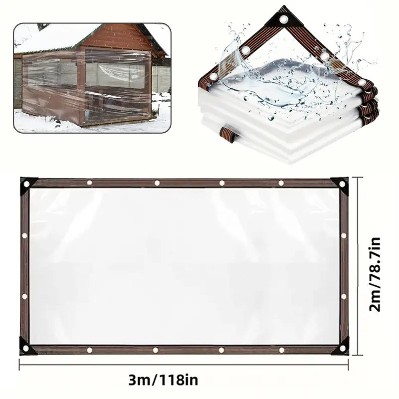 💧 7×10FT Clear Waterproof Tarp – Transparent Outdoor Protective Cover