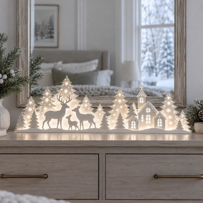 LED Christmas Deer and Village Window Decor