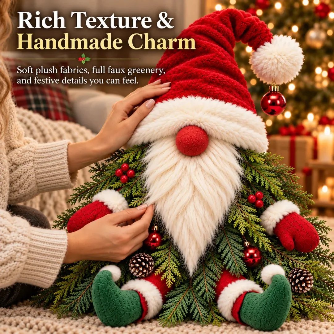 💯🎅 Sitting Christmas Evergreen Gnome | Woodland Holiday Decor