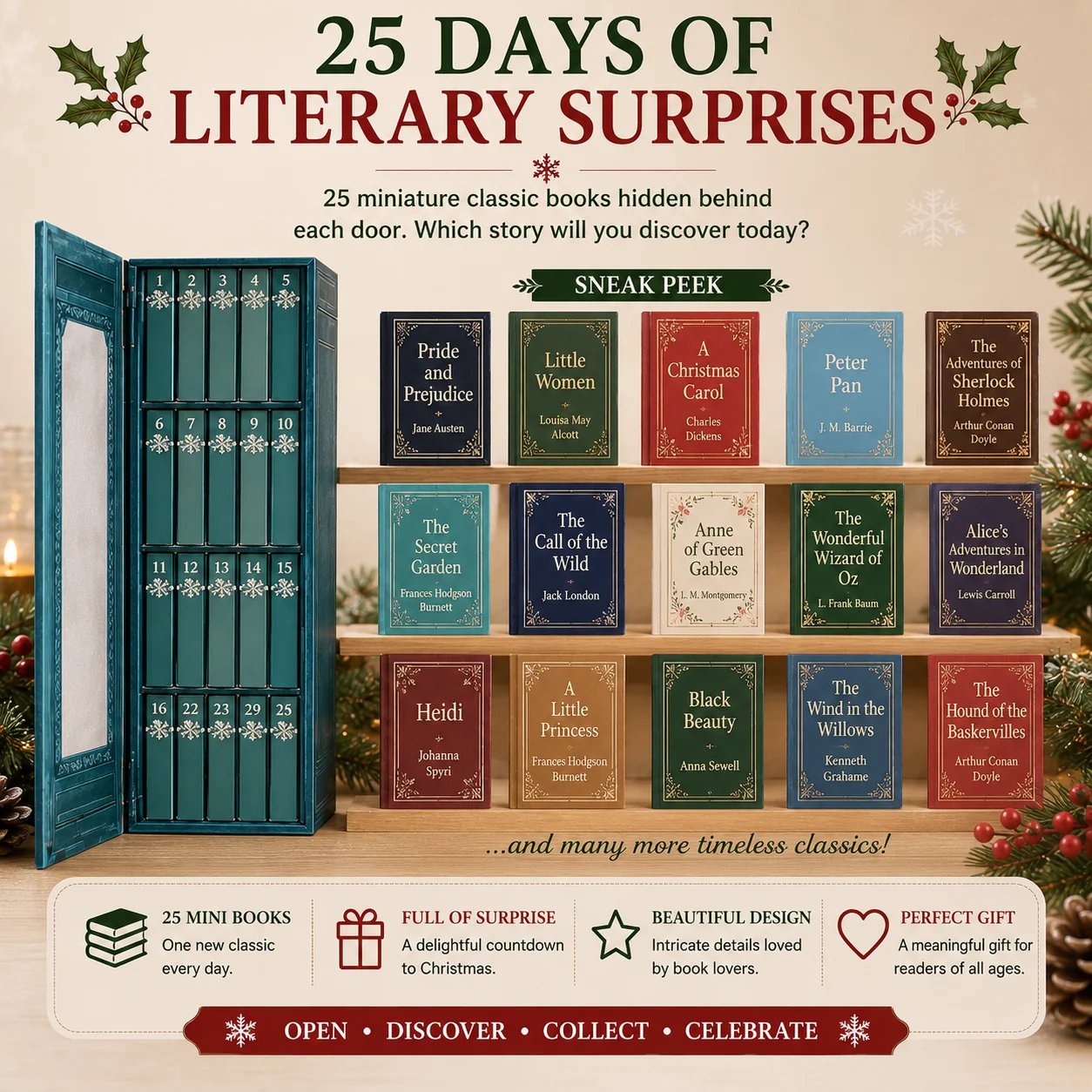 📚 25-Day Mini Book Advent Calendar – 🎁 ❤️ A Book Lover's Christmas Countdown(📦Buy 2 Free Shipping)