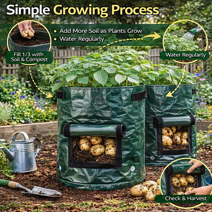 7-Gallon Plant Grow Bags with Easy Harvest Window, 2-Pack 🌱