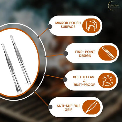 2-Piece Precision Culinary Tweezer Set – Non-Slip Grip for Cooking & Plating 🍳