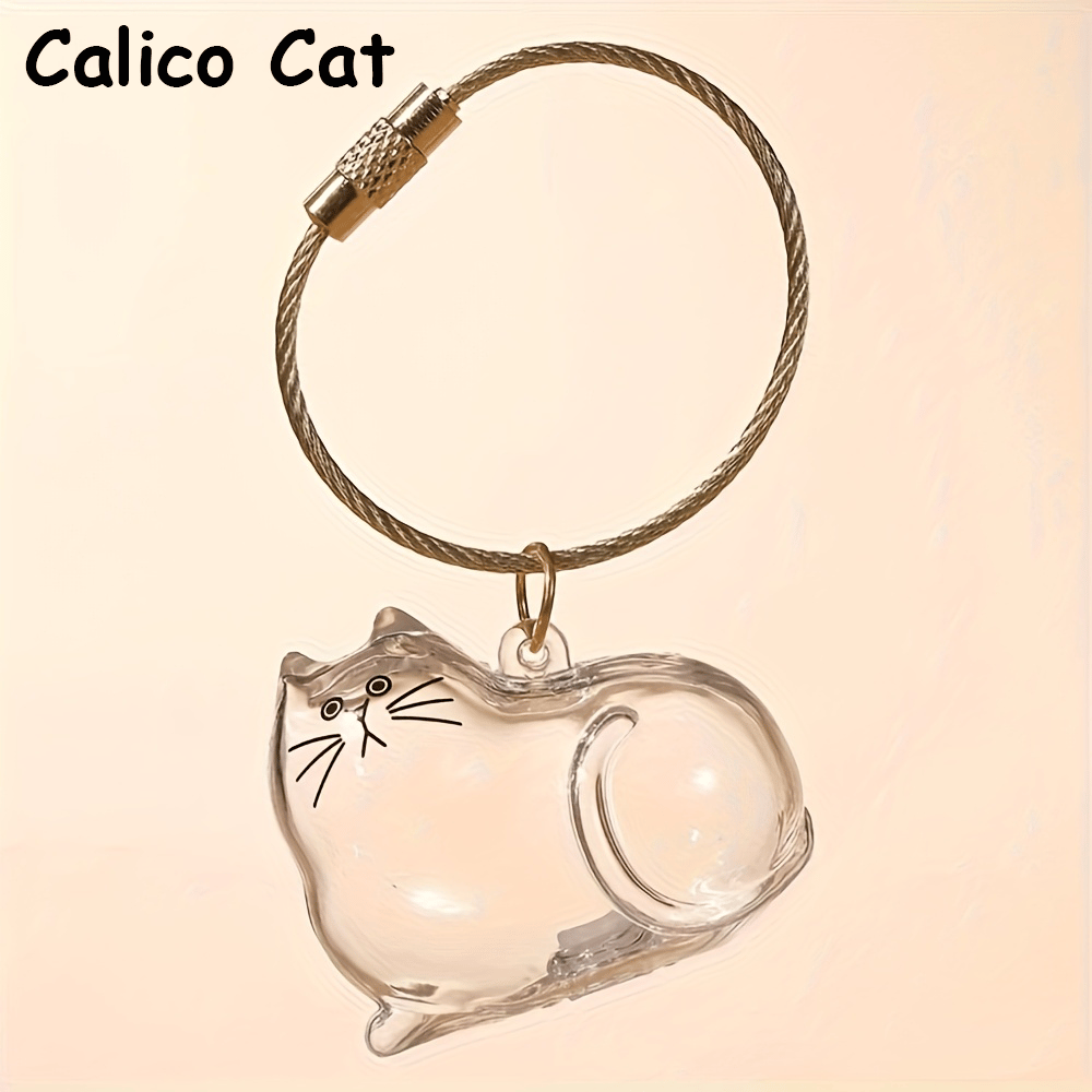 🐈 Calico Cat Memorial Keychain – Keepsake Capsule for Treasured Pet Fur