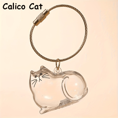 🐈 Calico Cat Memorial Keychain – Keepsake Capsule for Treasured Pet Fur
