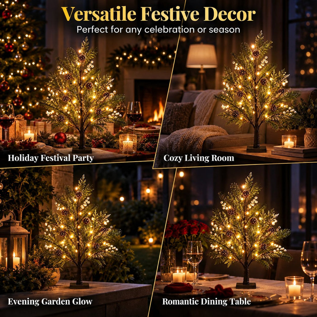 LED decorative tree lamp styled for Christmas and everyday indoor ambiance
