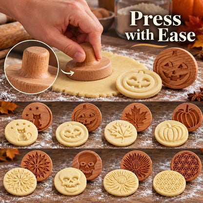 🎉Patterned Wood Cookie Embosser | Seasonal Party & Gift Cookie Prep