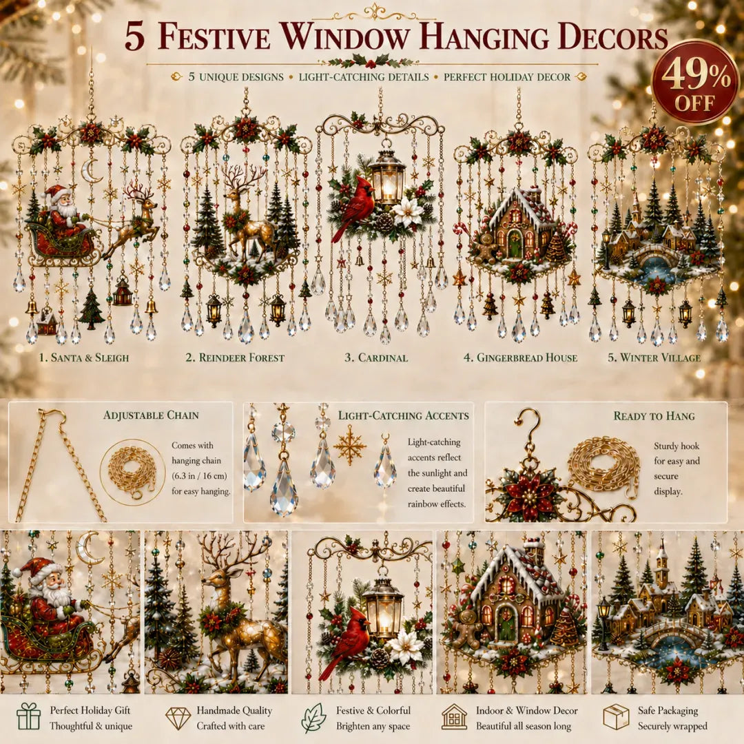 Handmade Christmas stained window decorations