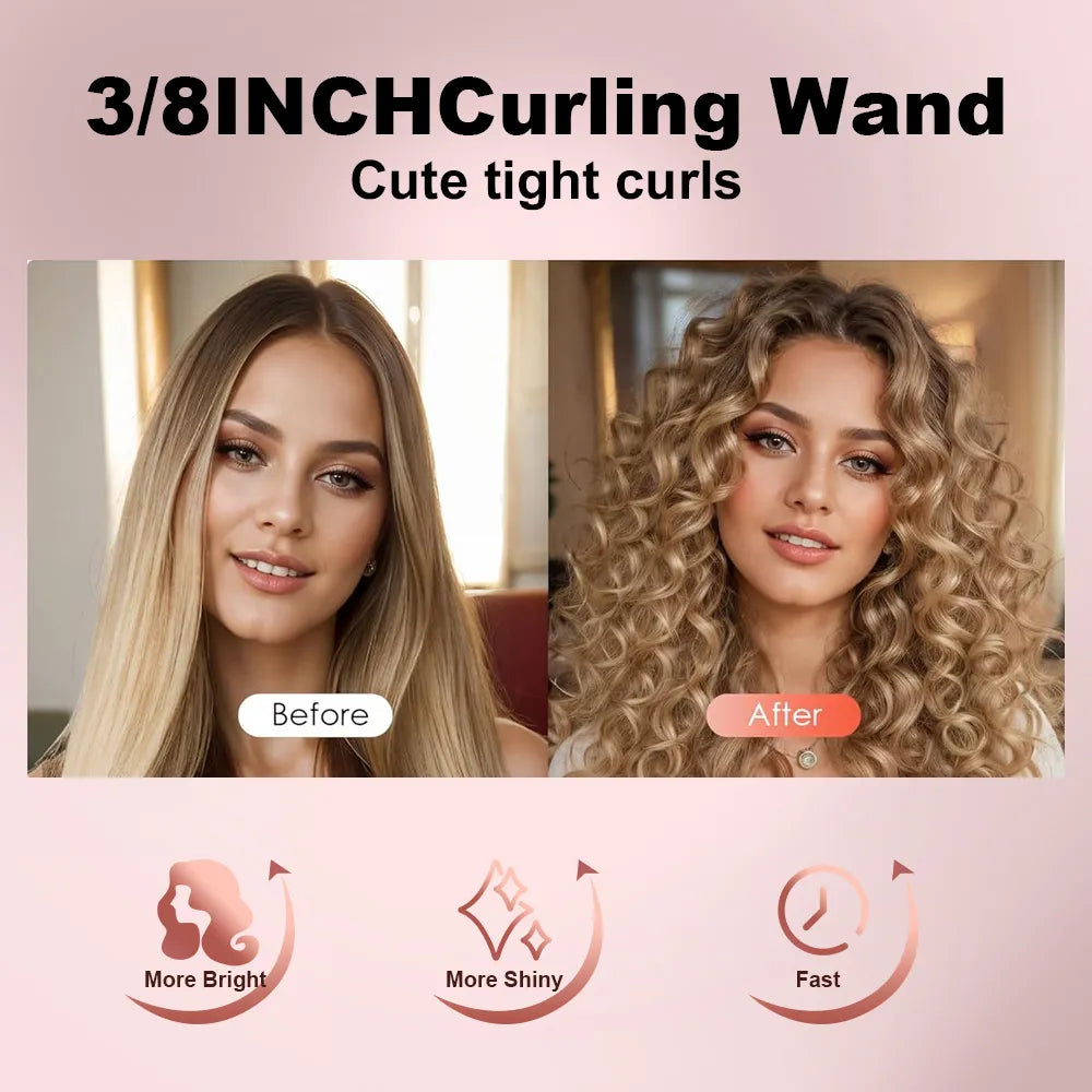 ​🏆Flash Sale⚡Ultra-Thin Titanium Curling Wand for Voluminous Curls & Waves