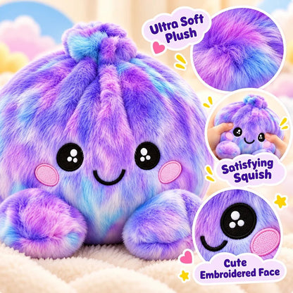 🌈🥟 Rainbow Dumpling Plush Set – 8 Colorful Squishies in a Cute Steamer Basket