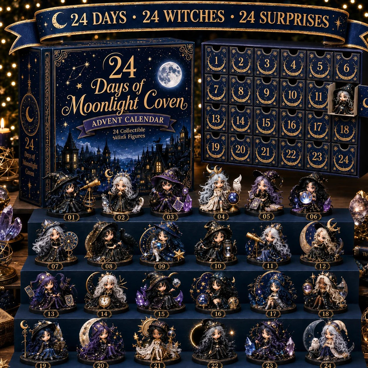 🧙‍♀️24 Days Of Witchy Surprises Advent Calendar | 24 Unique Collectible Witches with Magical Themes, Mini Figures & Fantasy Display Collection ✨