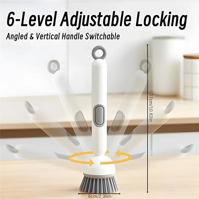 🧽✨ 6-Angle Soap Dispensing Brush – Scrub Smarter with Built-In Soap Control