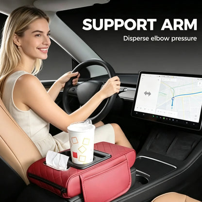 Black PU Leather Center Console Armrest Pad – Sleek Multipurpose Protection 🚗