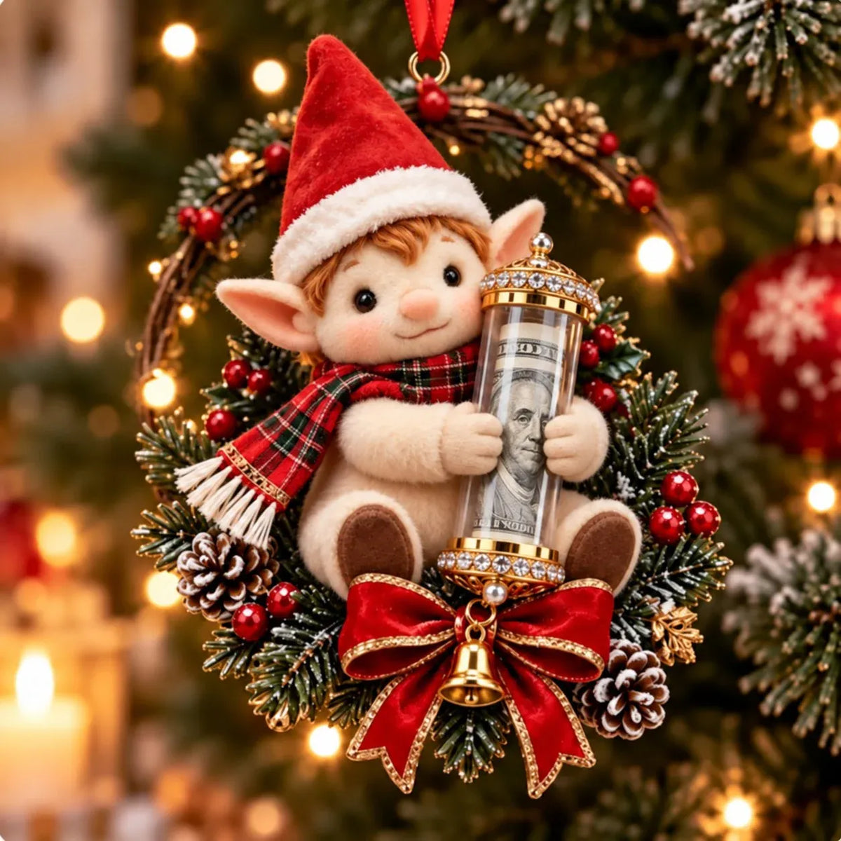 ⏳ Last Day 49% OFF – 🎄3D Christmas Money Plush Ornament | 13 Cute Animal Designs with Reusable Cash & Coin Holder 🎁