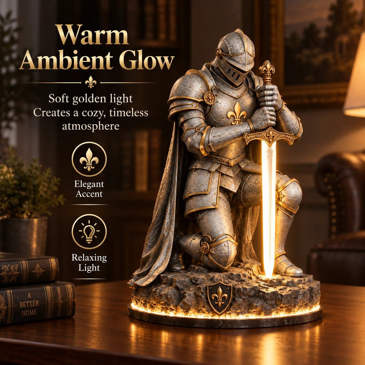 🎉👑🛡️ The King’s Last Guardian™ – Illuminated Knight Sculpture
