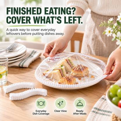 🍽️ Clear Stretch-Fit Food Covers – Easy Bowl & Plate Wraps