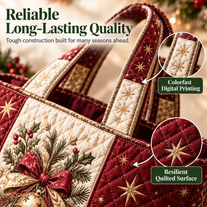 🎄❤️ Festive Quilted Shopper Bag – Spacious Holiday Carryall for Gifts & More