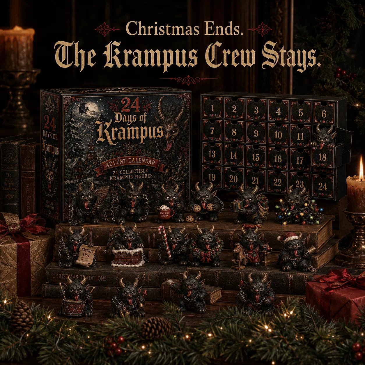 ⏰Limited Stock 50% OFF -😈🎄 2026 Krampus Advent Calendar – 24 Days of Wicked Christmas Mischief