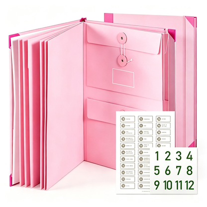 Accordion File Organizer Manila Pocket Document Folder for Passports, Birth Certificates & Important Papers, Office & Home Storage