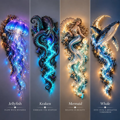 🌊 Mystical Sea Glow Wall Art – Light-Up Whale & Mermaid Décor | Limited Stock, 50% Off ✨