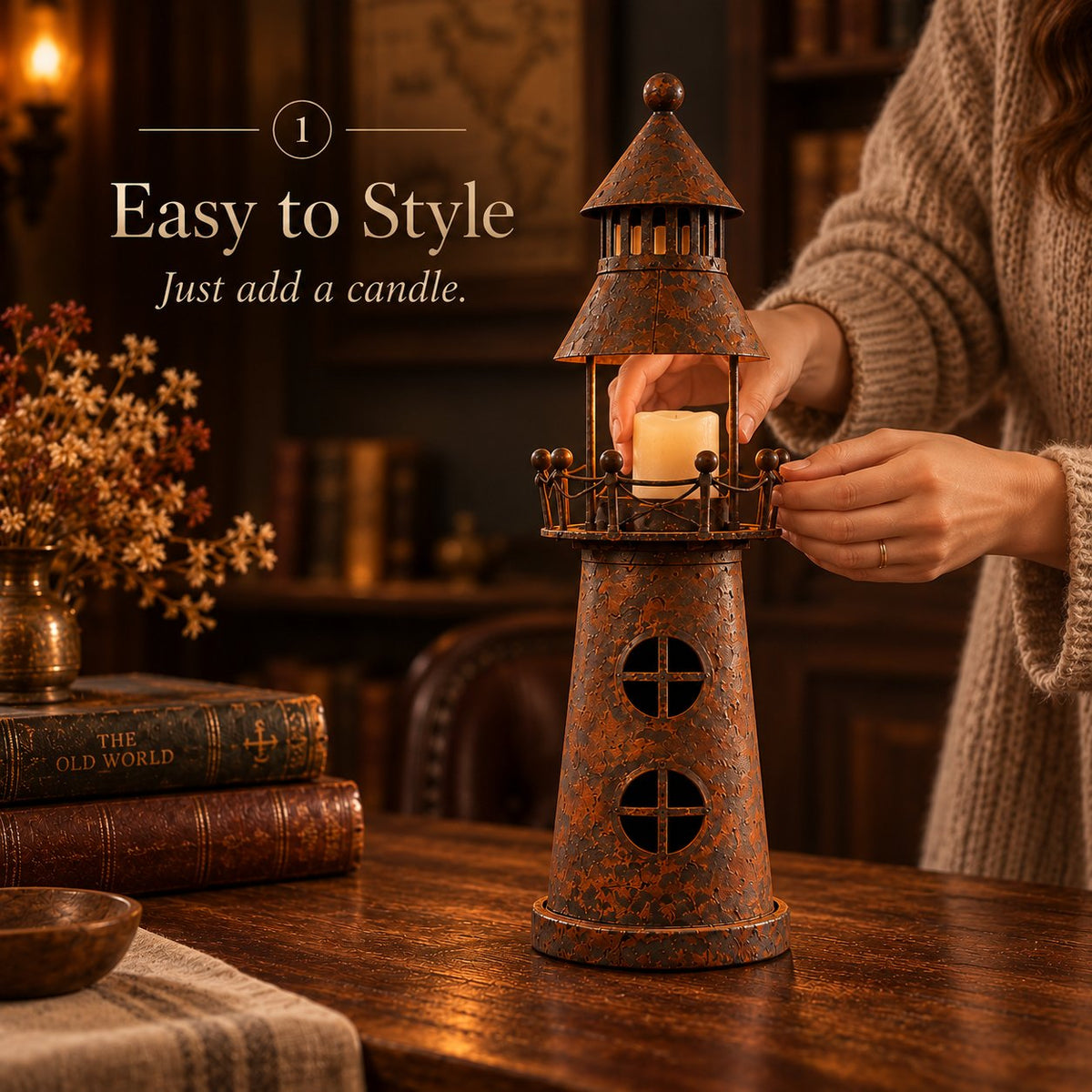 🕯️ Vintage Lighthouse Candle Lantern-Bring the Warm Glow of an Old Lighthouse Home