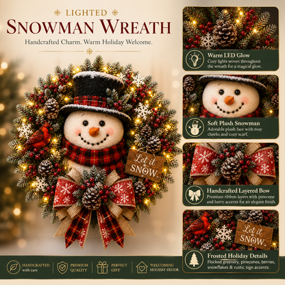 ✨✨Hot Sale 50% OFF⛄ Snowman Lighted Christmas Wreath™ – Festive Holiday Door Decor