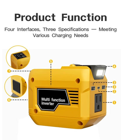 🪫250W Portable Power Inverter – Turn 18V–21V Tool Batteries Into 220V AC Power
