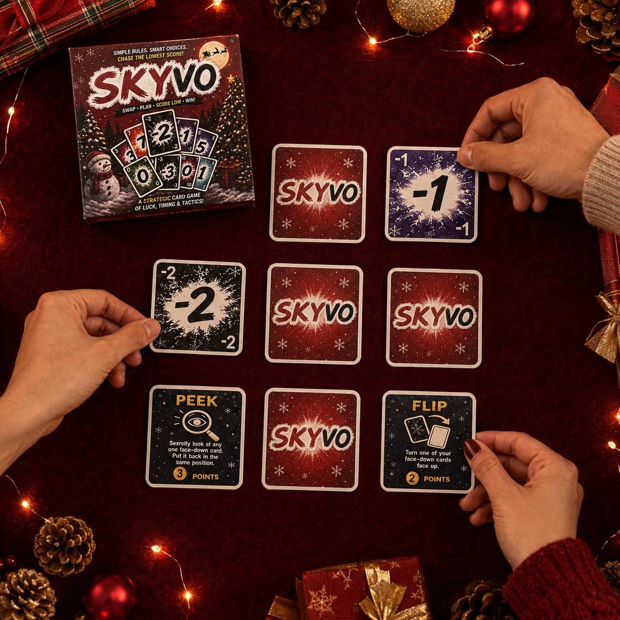 🎄 SKYNO Christmas Edition – Fast-Paced Strategic Card Game for Family & Friends 🎴