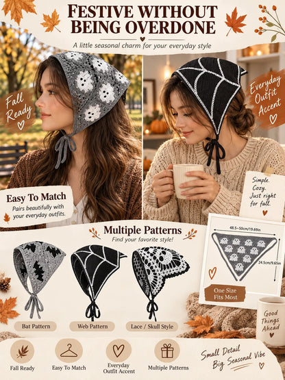 🔥HOT SALE🔥🎃 Halloween Style Deal – Boho Ghost Print Head Scarf 👻 Cute Seasonal Hair Accessory for Festive Looks 🦇