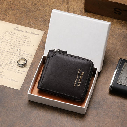 Men’s Calfskin Full-Zip Organizer for Cards, Cash & Daily Essentials 👝