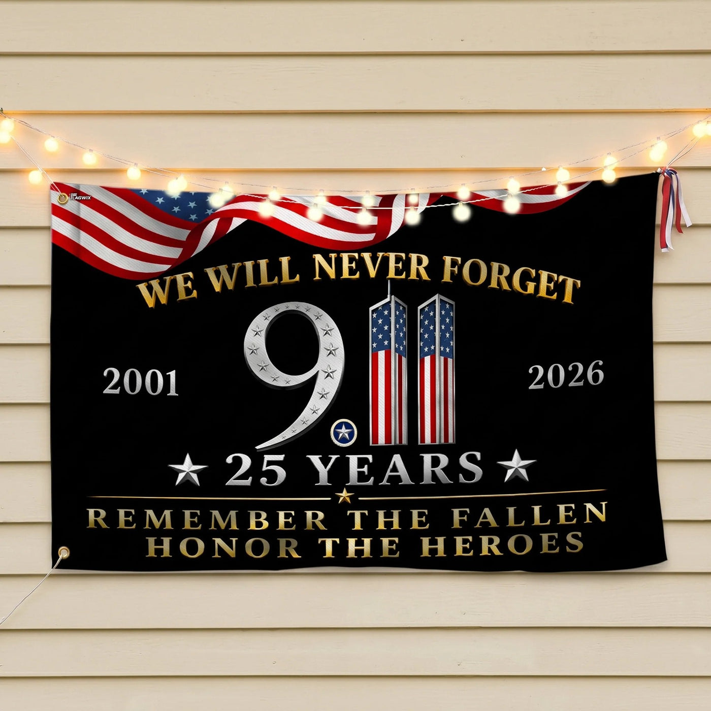 Close product view of the September 11 memorial flag