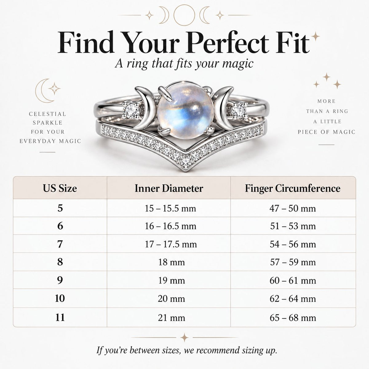 🌙 Witchy Triple Moon Ring Set