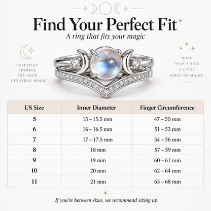 🌙 Witchy Triple Moon Ring Set